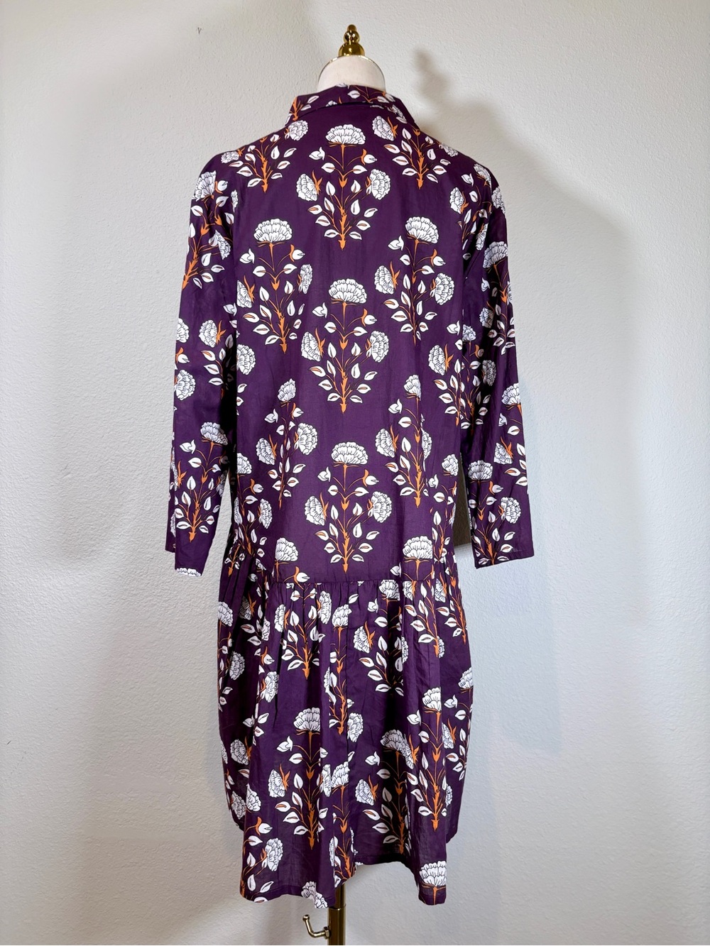 Ro's Garden Deauville Plum Floral Button-Down Dress Size Large - Picture 3 of 11